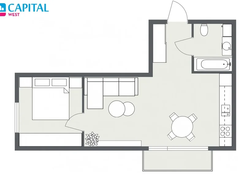 Квартира 2 комнаты 43 м² Клайпеда, Литва