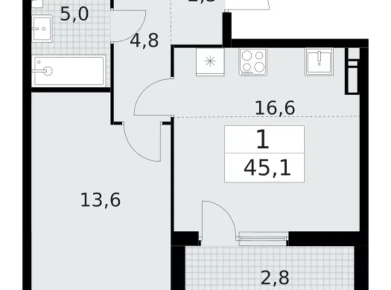 Wohnung 1 zimmer 45 m² Krasnoje Selo, Russland