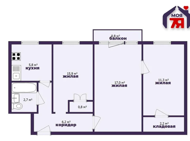 Wohnung 3 zimmer 56 m² Soligorsk, Belarus