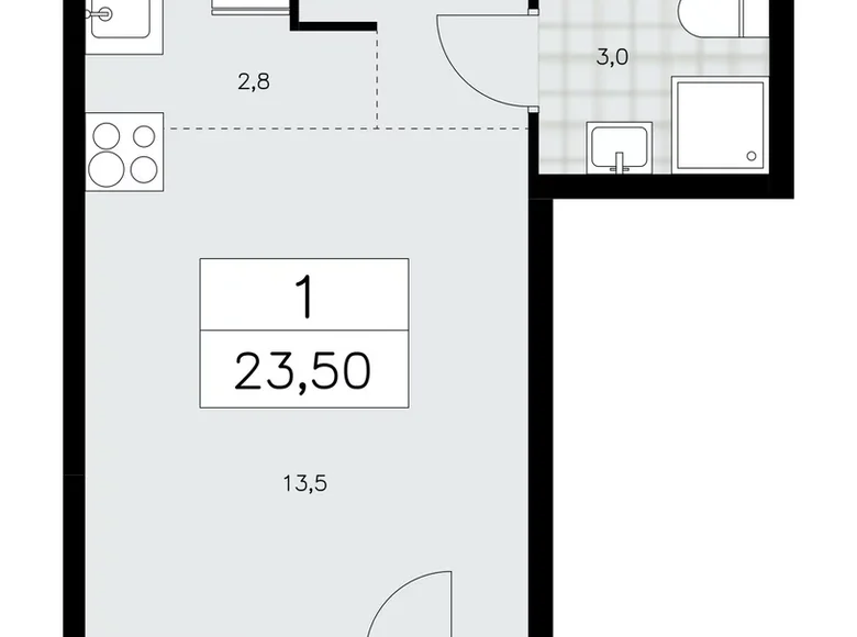 1 room apartment 24 m² Kommunarka, Russia