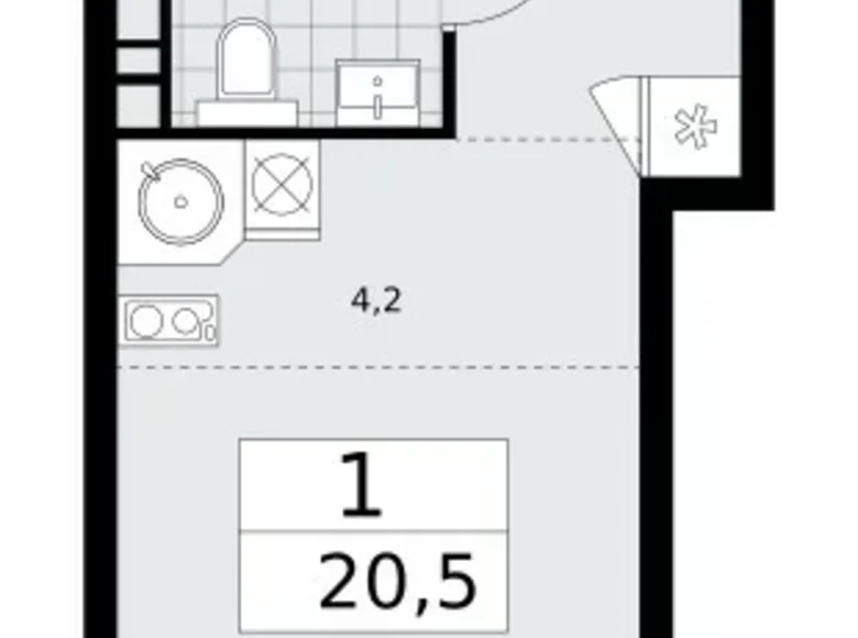 Wohnung 1 zimmer 21 m² Kommunarka, Russland