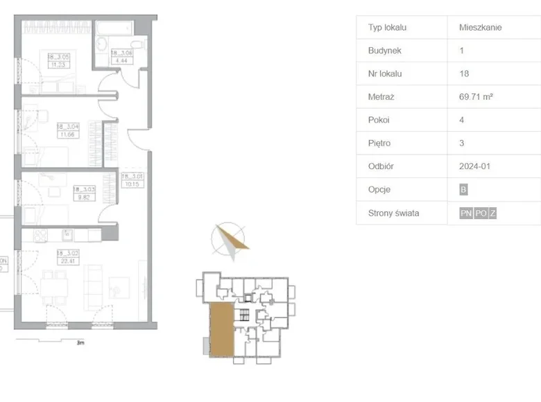 Apartamento 4 habitaciones 70 m² Rumia, Polonia