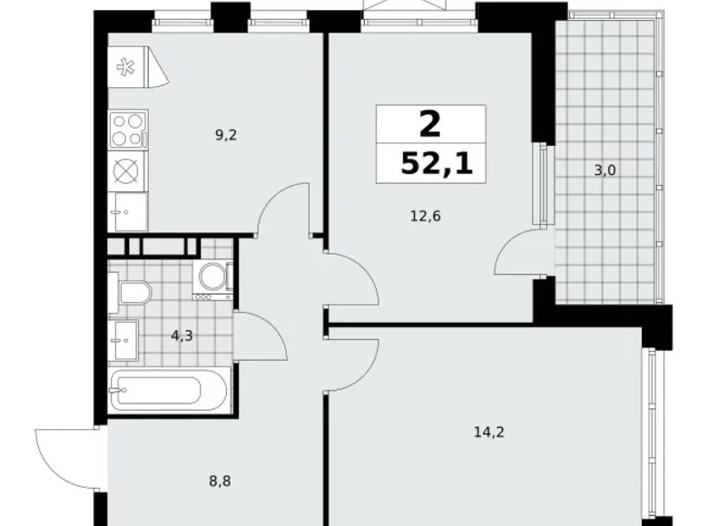 Apartamento 2 habitaciones 52 m² Kommunarka, Rusia