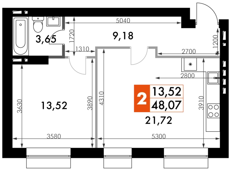 Квартира 1 комната 49 м² Апрелевка, Россия