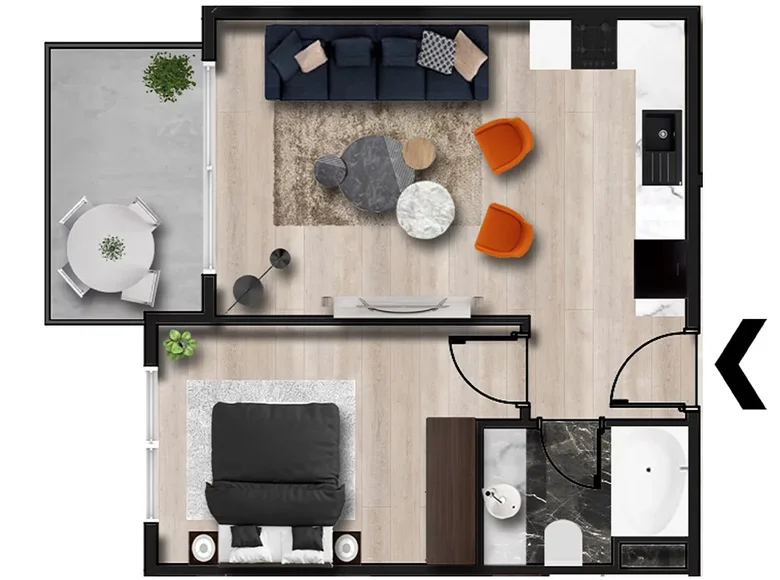2 room apartment 57 m² Alanya, Turkey