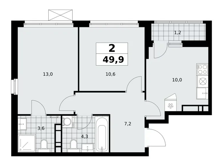 Appartement 2 chambres 50 m² Kommunarka, Russie