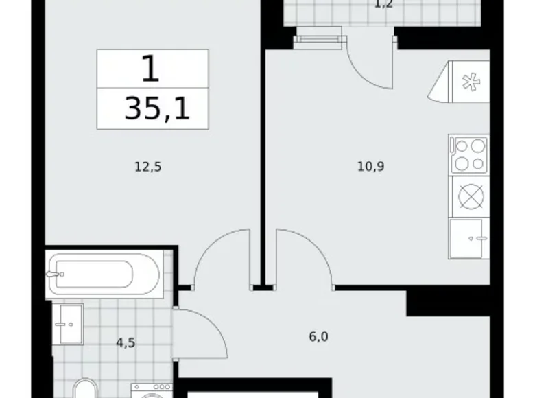 Appartement 1 chambre 35 m² Kommunarka, Russie