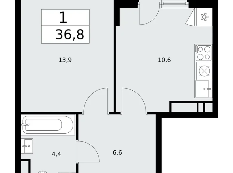 Appartement 1 chambre 37 m² Kommunarka, Russie