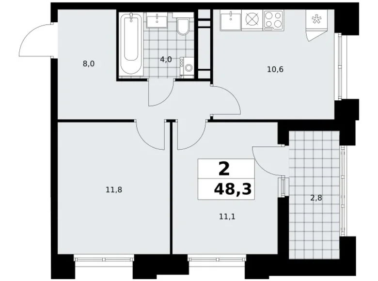 Wohnung 2 zimmer 48 m² Kommunarka, Russland