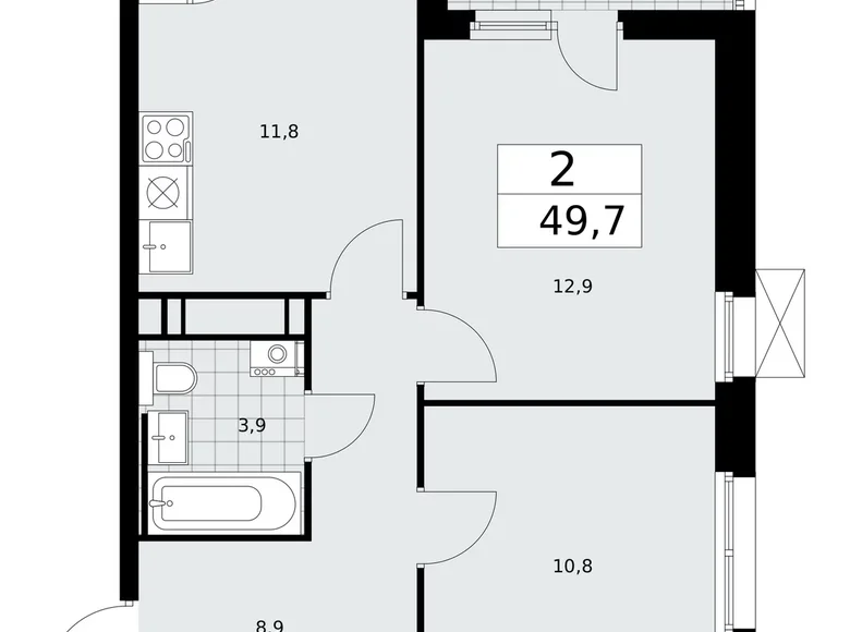 Wohnung 2 zimmer 50 m² Kommunarka, Russland