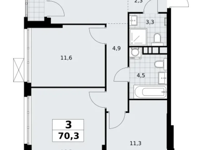 Apartamento 3 habitaciones 70 m² Moscú, Rusia