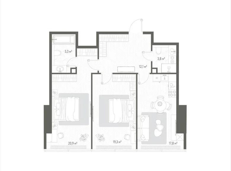 Mieszkanie 2 pokoi 79 m² Rosja, Rosja