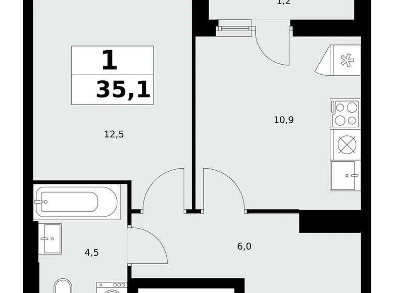 Apartamento 1 habitación 35 m² Kommunarka, Rusia
