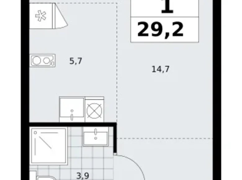 Appartement 1 chambre 29 m² Troïtsk, Russie