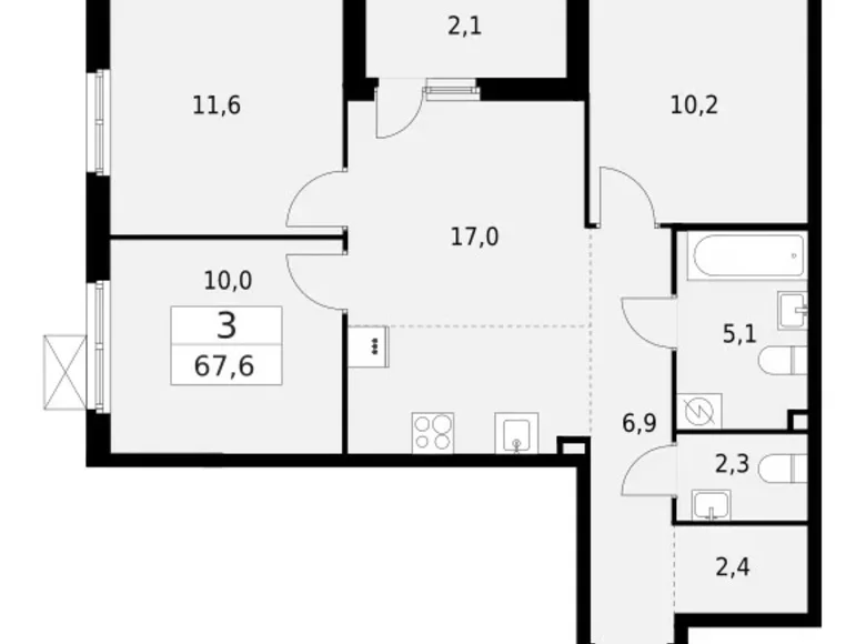Wohnung 3 zimmer 68 m² Krasnoje Selo, Russland