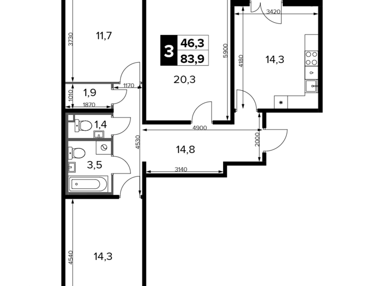 Wohnung 3 zimmer 84 m² Moskau, Russland
