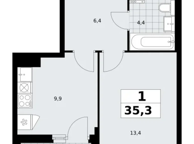 Mieszkanie 1 pokój 35 m² Troick, Rosja