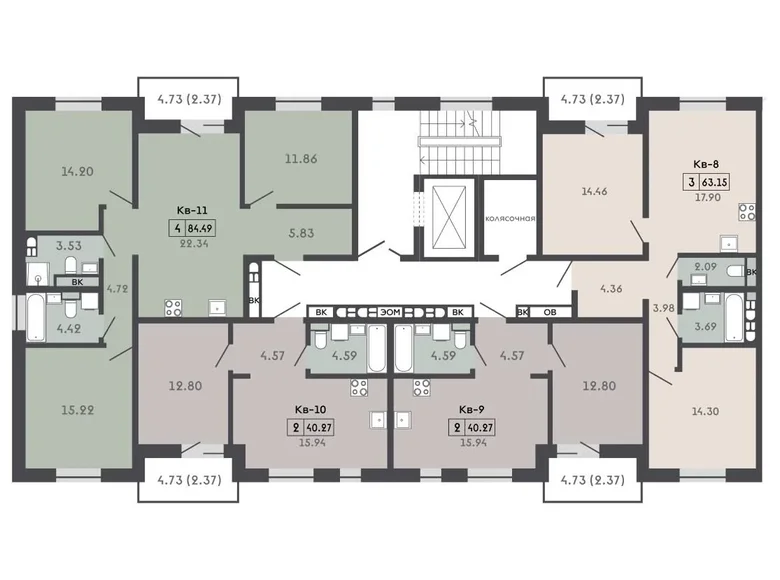 Wohnung 3 zimmer 63 m² Minsk, Belarus