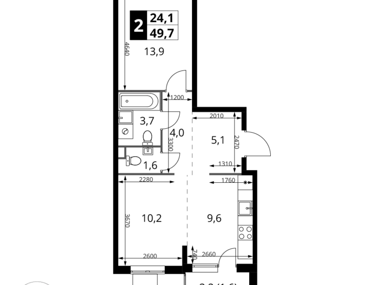 Mieszkanie 2 pokoi 50 m² Chimki, Rosja