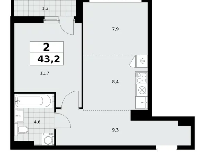 Квартира 2 комнаты 43 м² район Коммунарка, Россия