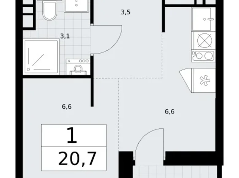 Appartement 1 chambre 21 m² Vnoukovo, Russie