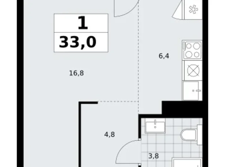 Appartement 1 chambre 33 m² Troïtsk, Russie