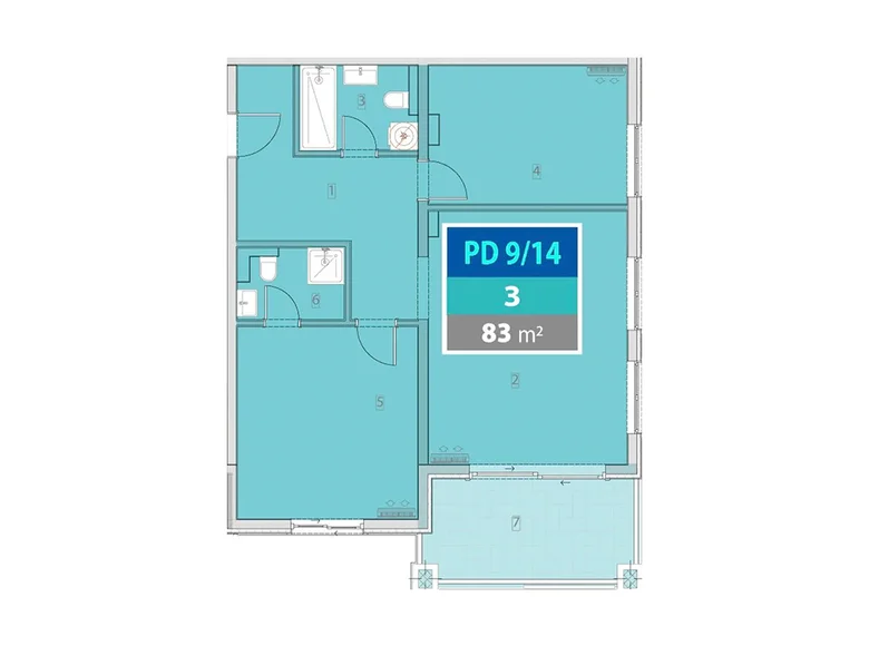 3 room apartment 83 m² Provodina, Montenegro