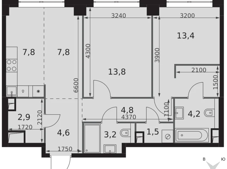 Apartamento 2 habitaciones 64 m² Moscú, Rusia