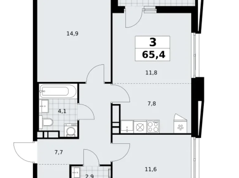 Apartamento 3 habitaciones 65 m² Kommunarka, Rusia