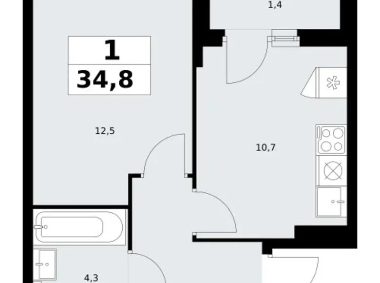 Wohnung 1 zimmer 35 m² Troizk, Russland