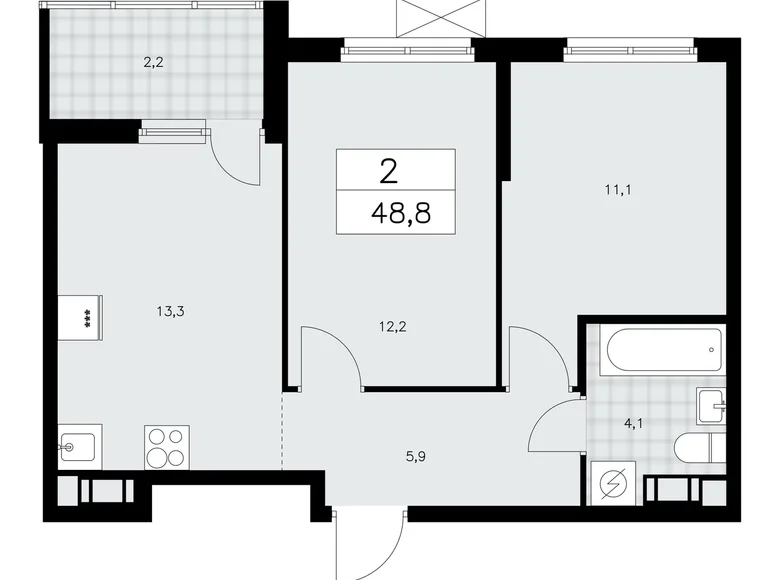2 room apartment 49 m² Krasnoye Selo, Russia