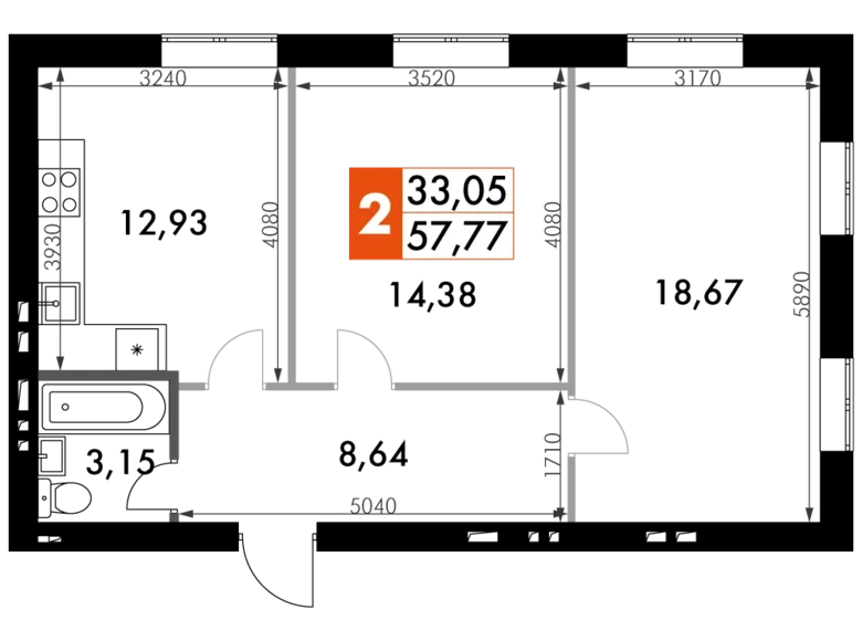 Appartement 2 chambres 58 m² Aprelevka, Russie
