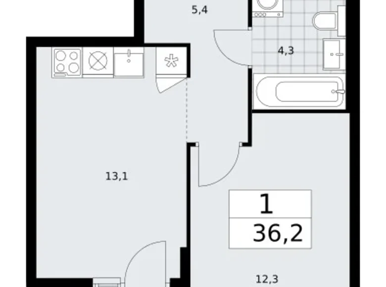 Mieszkanie 1 pokój 36 m² Troick, Rosja