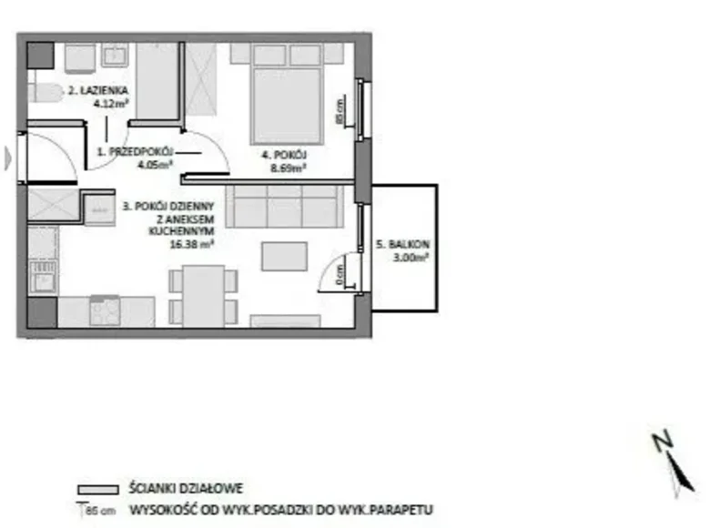 Apartamento 2 habitaciones 35 m² Gdansk, Polonia