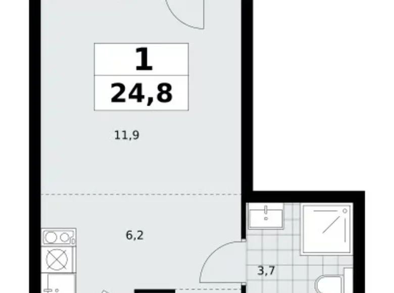 Apartamento 1 habitación 25 m² Kommunarka, Rusia