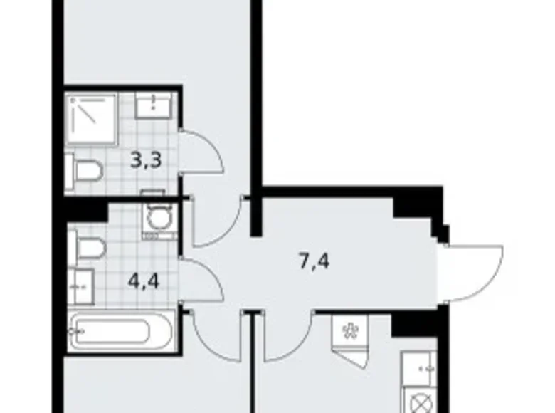 Квартира 2 комнаты 59 м² район Троицк, Россия
