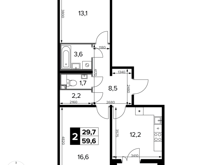 Appartement 2 chambres 60 m² Moscou, Russie