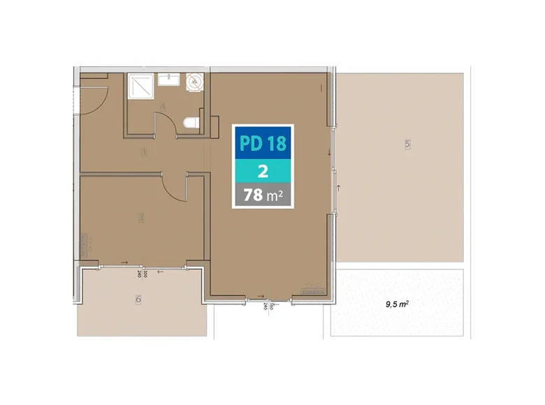 Mieszkanie 2 pokoi 78 m² Provodina, Czarnogóra