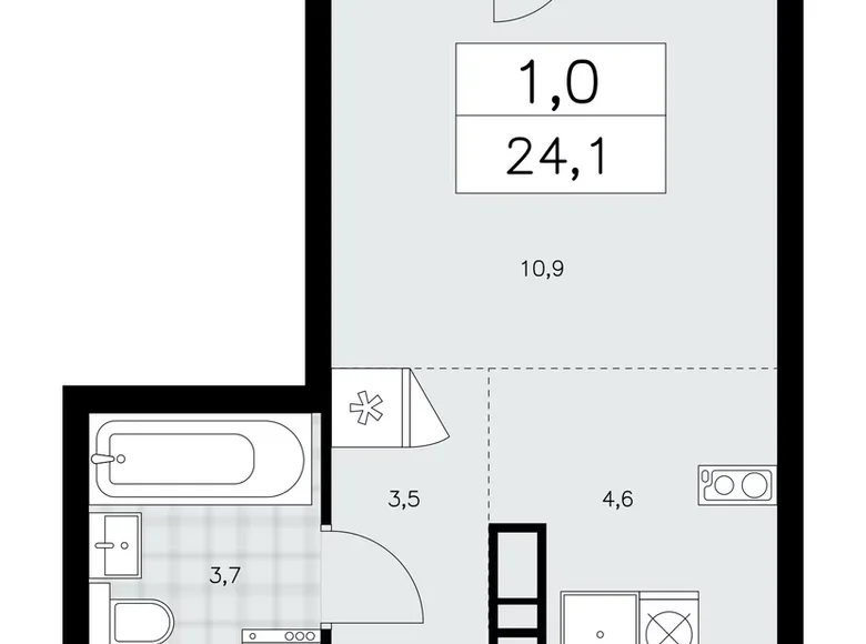 Mieszkanie 1 pokój 24 m² Kommunarka, Rosja