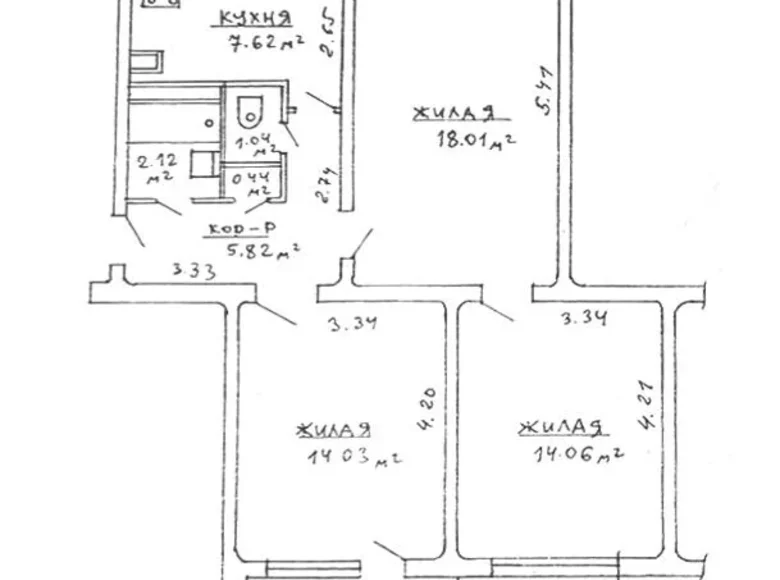 Квартира 3 комнаты 63 м² Минск, Беларусь