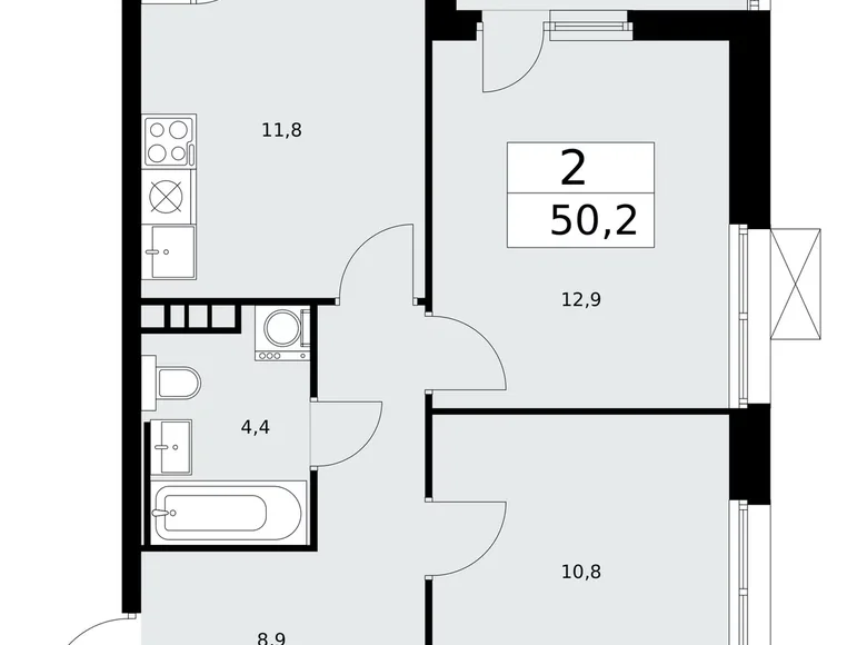 Apartamento 2 habitaciones 50 m² Kommunarka, Rusia