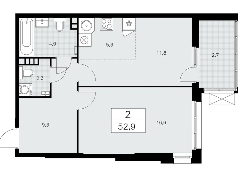Квартира 2 комнаты 53 м² район Коммунарка, Россия