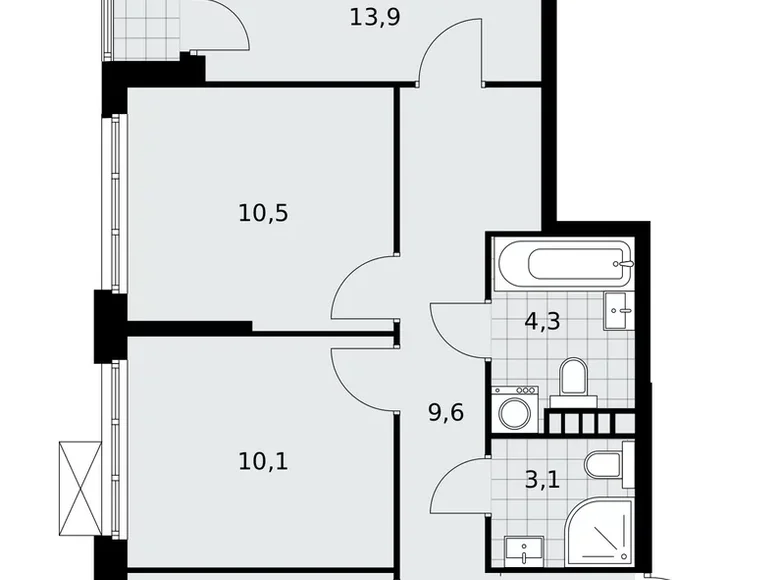 Квартира 3 комнаты 70 м² район Коммунарка, Россия