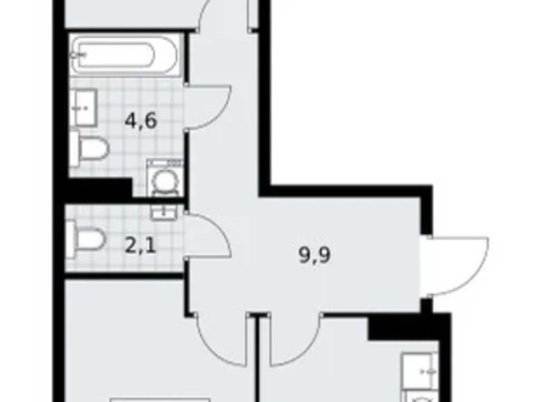 Квартира 2 комнаты 57 м² район Троицк, Россия