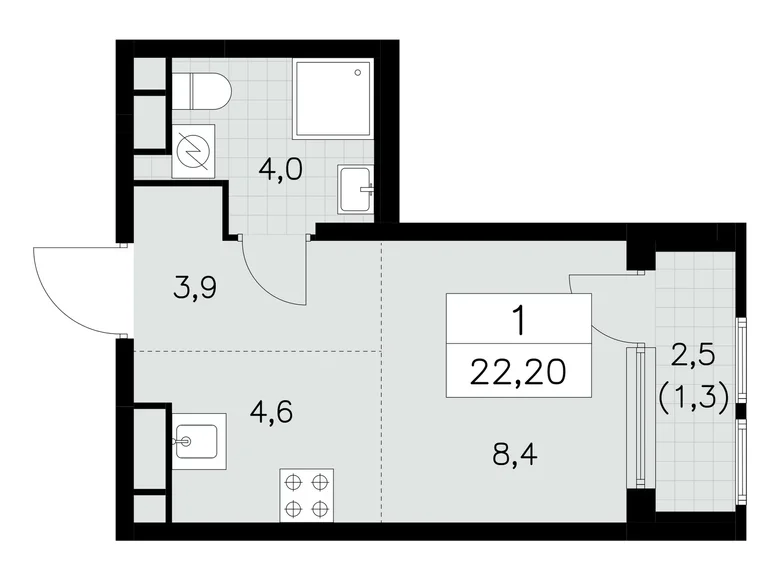 Wohnung 1 zimmer 22 m² Moskau, Russland