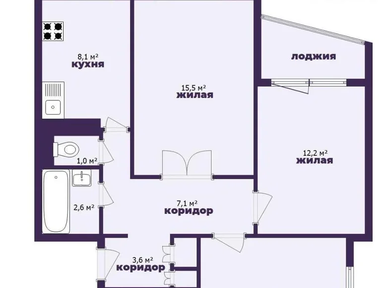 Квартира 3 комнаты 64 м² Молодечно, Беларусь