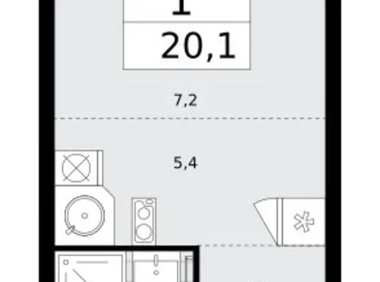 Mieszkanie 1 pokój 20 m² Kommunarka, Rosja