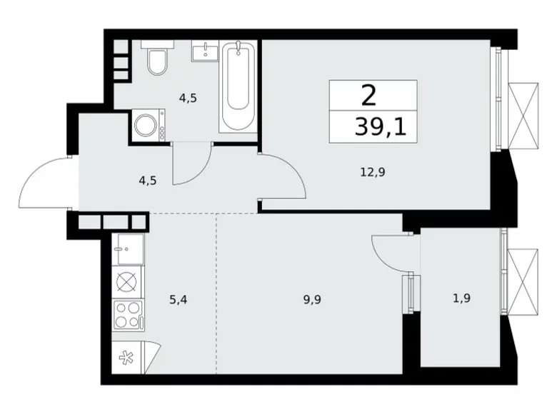 Apartamento 2 habitaciones 39 m² Kommunarka, Rusia