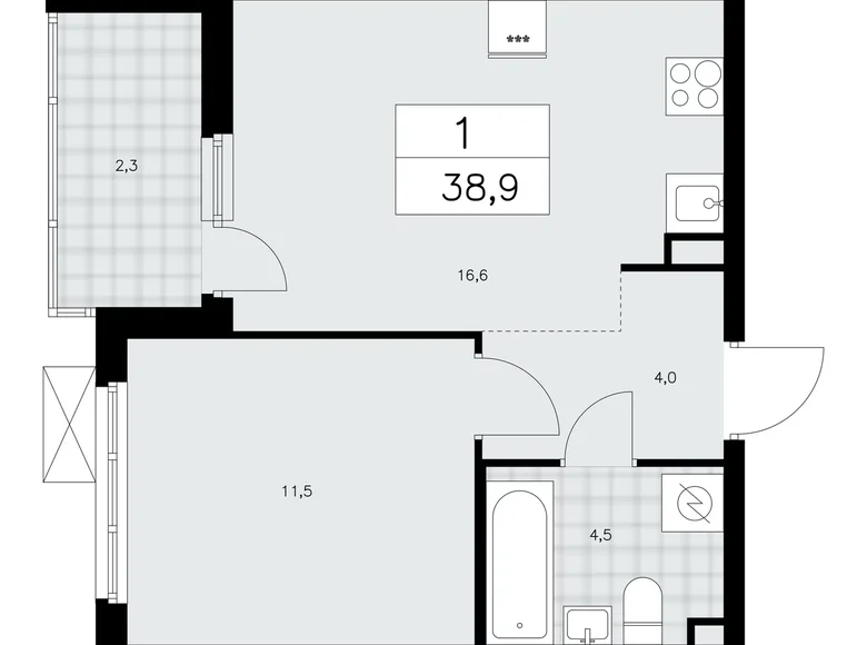 Квартира 1 комната 39 м² Красное Село, Россия