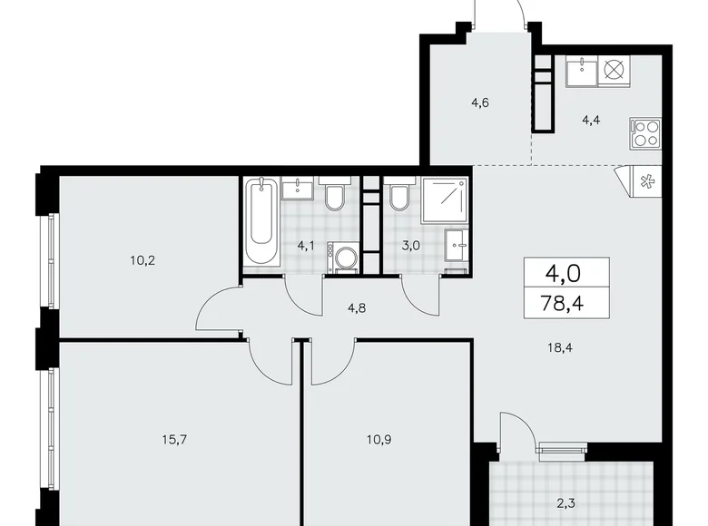 Apartamento 4 habitaciones 78 m² Kommunarka, Rusia